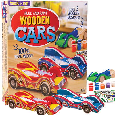 Build & Paint Wood Cars,3 Race Car with Moving Wheels, Boys and Girls, USA