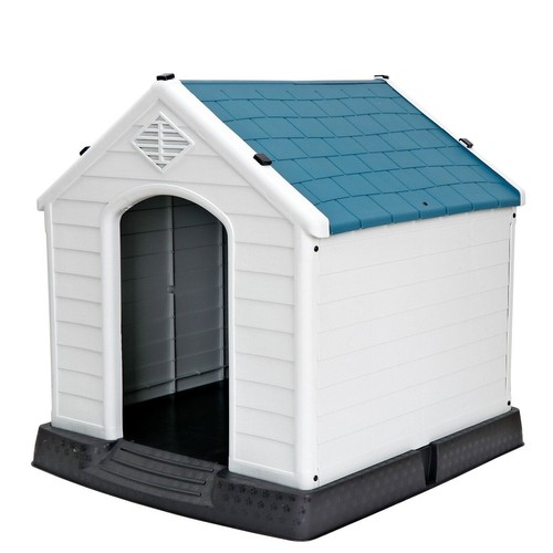 Large Plastic Dog House Indoor Outdoor Dog Kennel Puppy Shelter w/Air Vents 