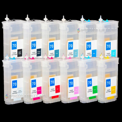 12 Pack Empty Refillable ink cartridge Kit for HP 70 DesignJet Z3100 130ml