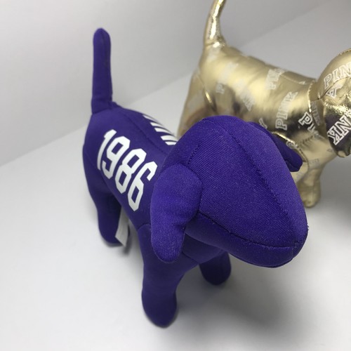 Victorias Secret PINK Lot of 2 Dogs - 2014 Limited Edition Gold & 1986 Purple