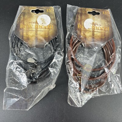 Twilight New Moon Edward Cord/Jelly Bracelets Black/Brown NECA - Lot of 2