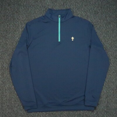 Peter Millar Pullover Mens Large Blue Wicking Performance Quarter Zip