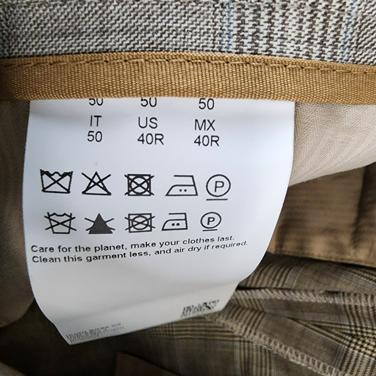 BOSS Camel Heston Wool Slim Fit Dress Pants Men's 40R Beige Plaid Button Zip - Picture 8 of 15