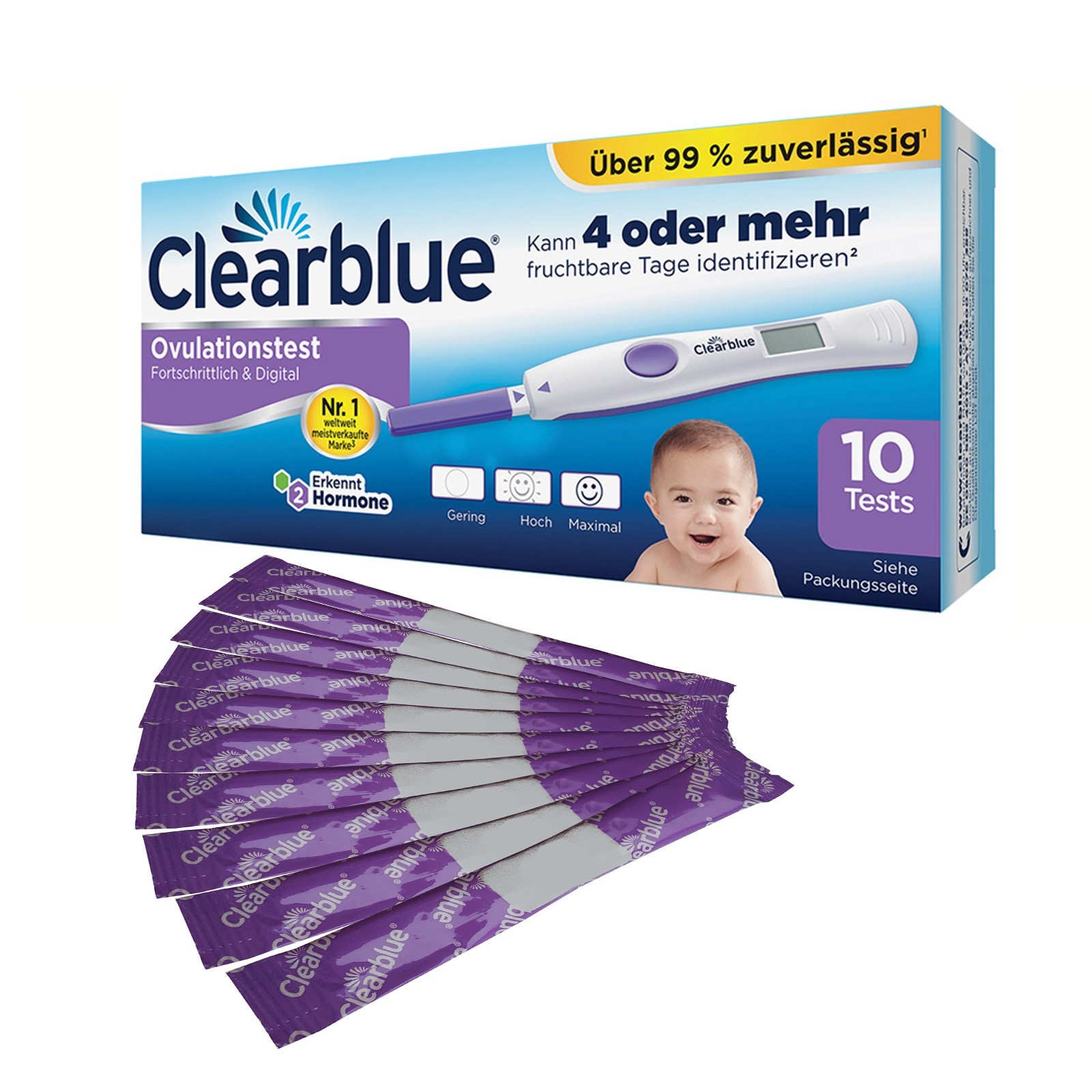 Clearblue Ovulationstest DIGITAL oder FORTSCHRITTLICH und DIGITAL 10 20 30 Stück