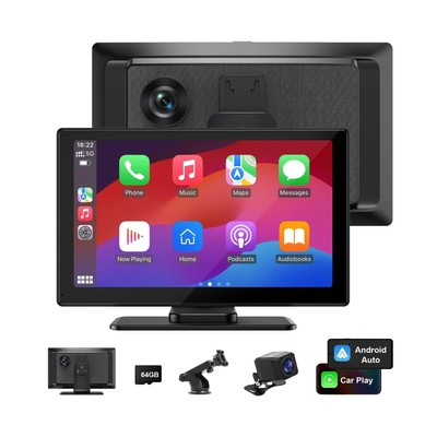 Portable Carplay Screen for Car, VUDDIG 4K Dash Cam, Wireless Carplay Screen ...