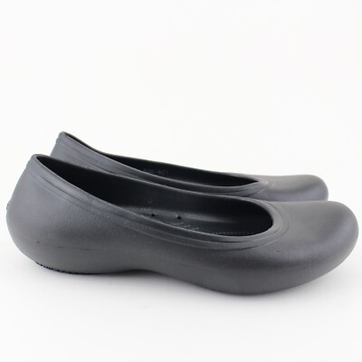 Crocs Crocs At Work Womens Size 11 Black Slip On Slip Resistant Flats Shoes
