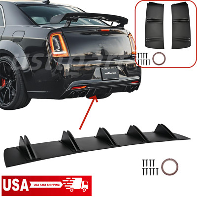 For Chrysler 300 SRT 2012-2022 Black Lower Rear Bumper Diffuser Lip Fins Spoiler