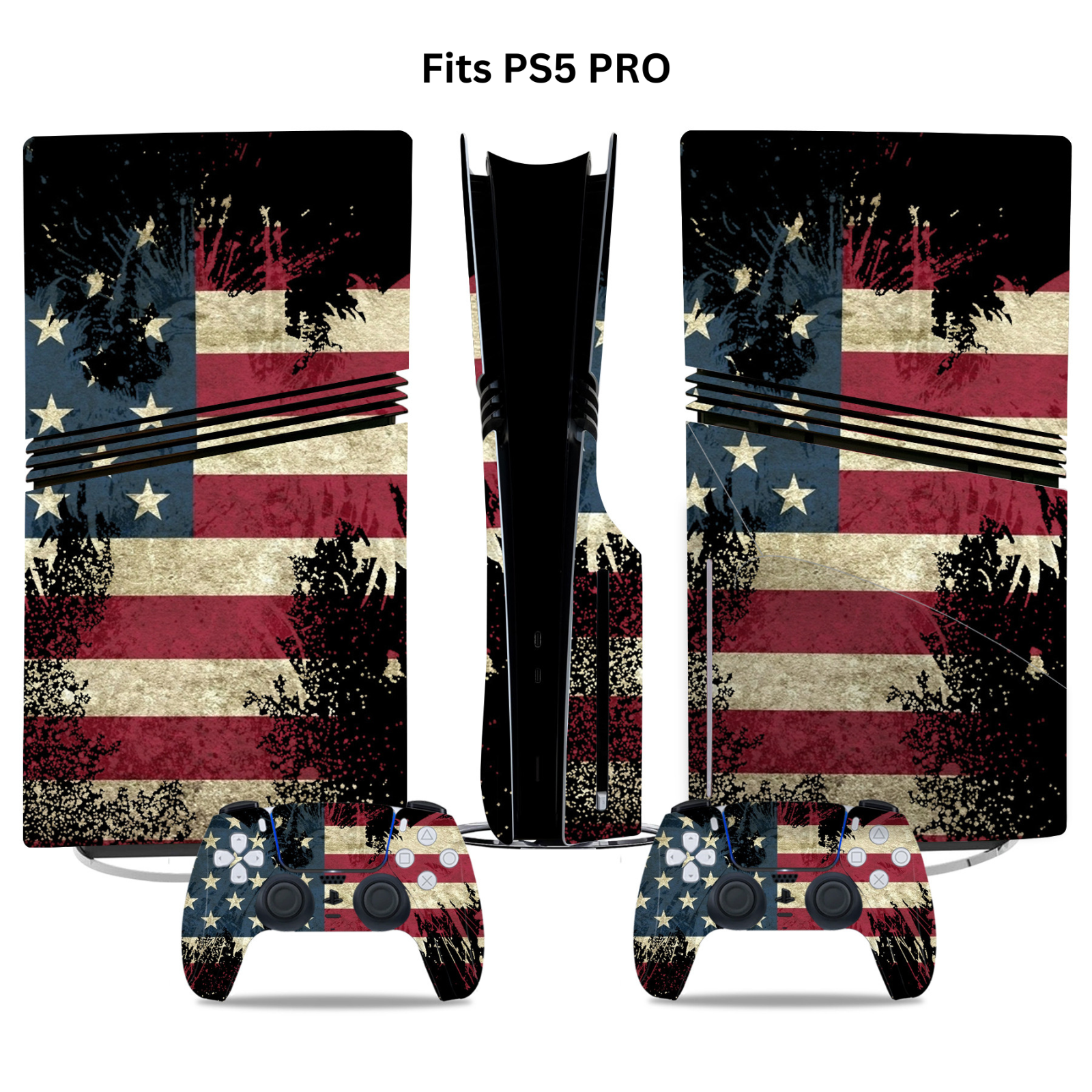 Fits PS5 PRO Disc Console & 2 Controller American Flag Vinyl W...