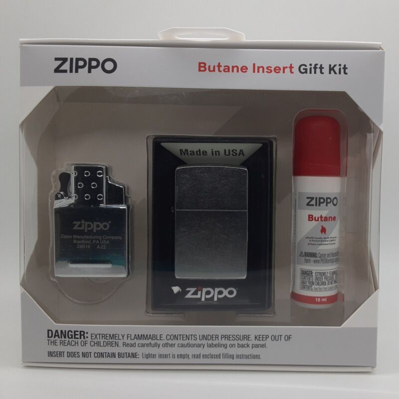 Zippo Authentic Street Chrome Finish 207 Double Torch Butane Lighter Gift Set