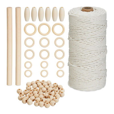 Makramee Set für Anfänger Baumwollgarn 3mm Makramee Garn Holzringe Bastelset DIY