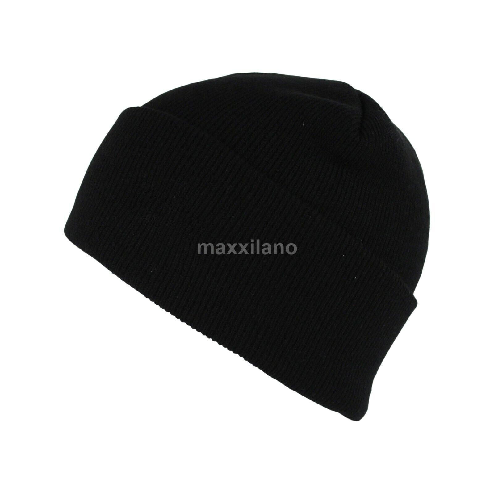 Beanie Hat Men Women Plain Knit Ski Cap Warm Slouchy Skull Winter Cuff Thermal