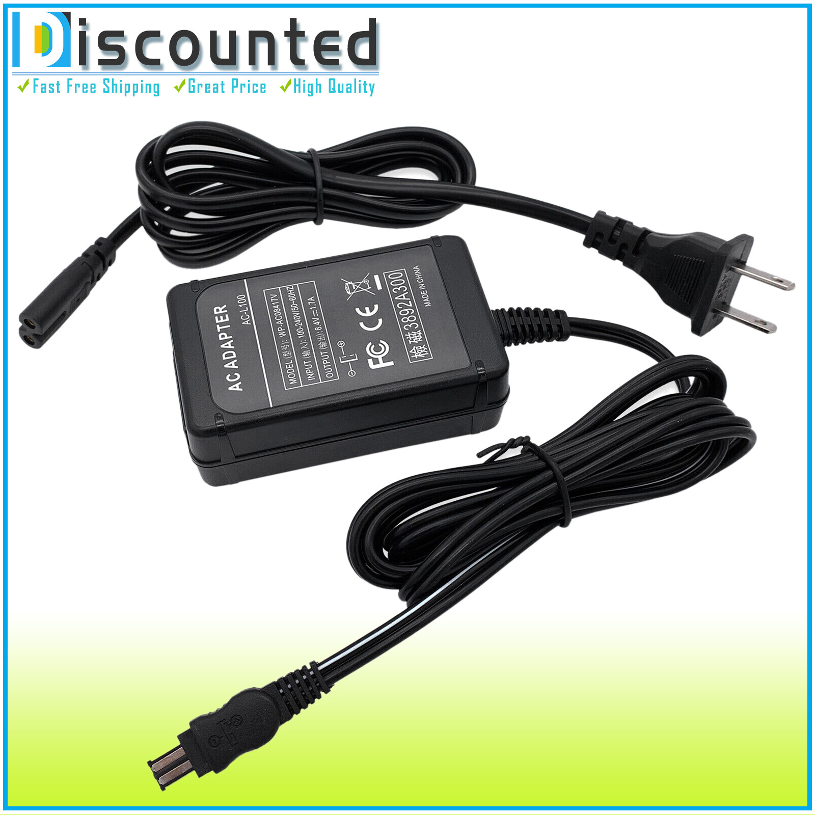 AC Power Adapter Charger Cord For Sony HandyCam DCR-TRV27 DCR-TRV250 DCR-TRV240