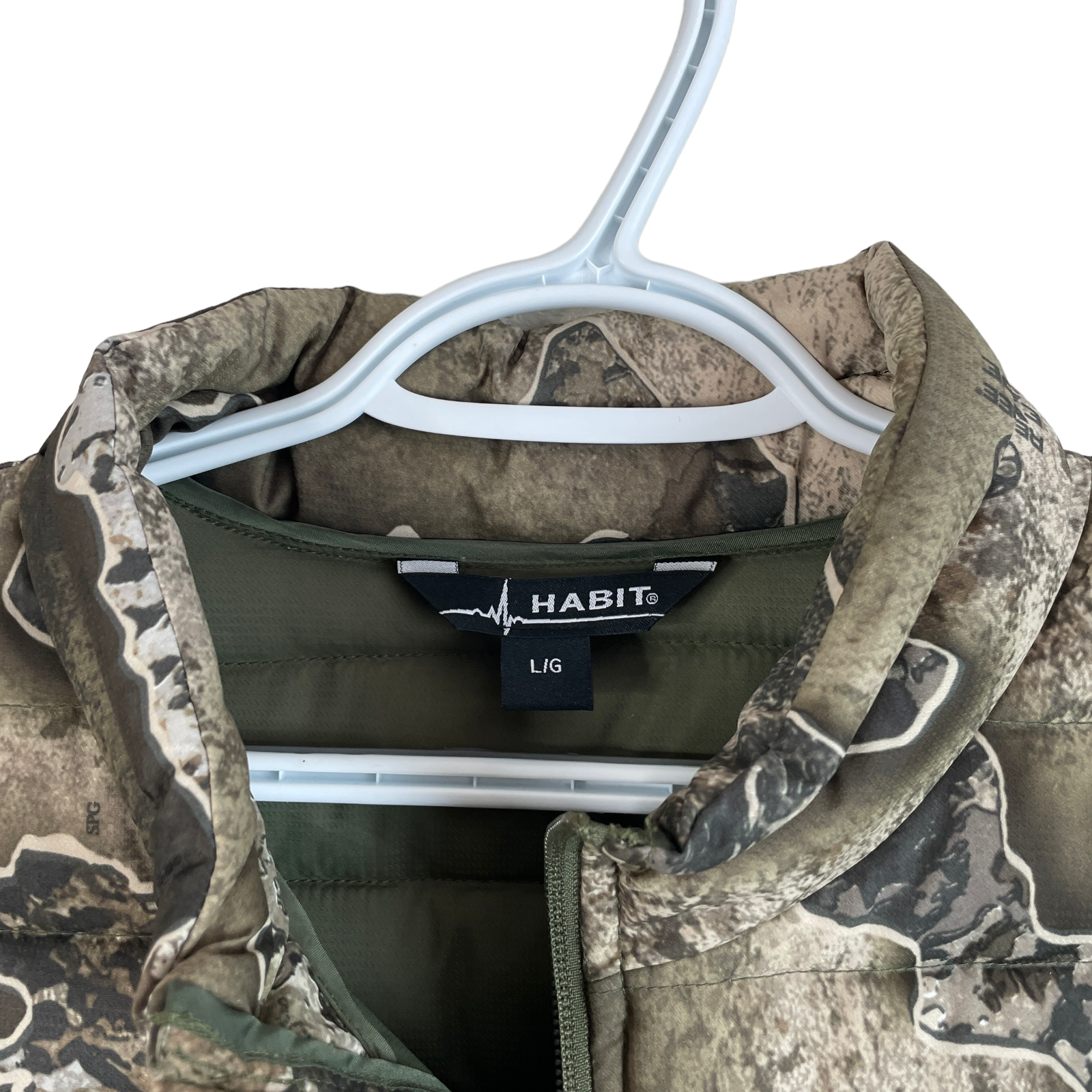 Habit Quilted Camo Down Puffer Jacket Mens L Brown Realtree Excape Full Zip New