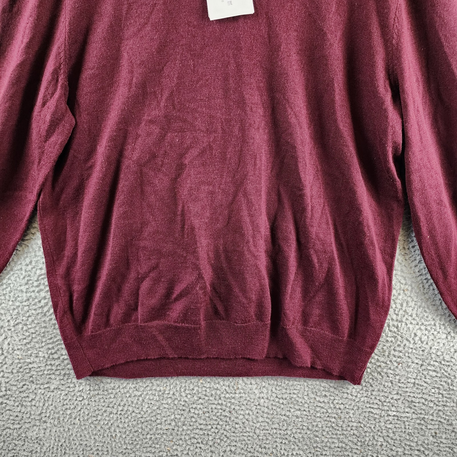 Club Room Solid V-Neck Merino Wool Blend Sweater Men's XXL Maroon Long Sleeve - Picture 3 of 15