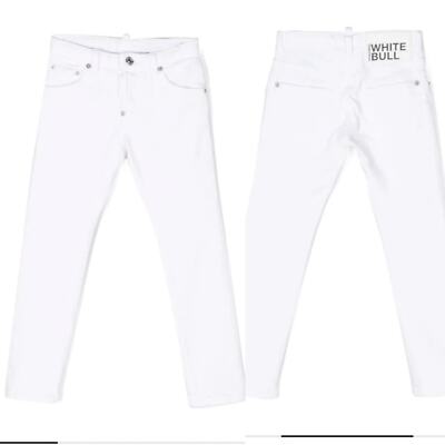 Dsquared2 Kids unisex white classic five pockets skinny  jeans sz 8