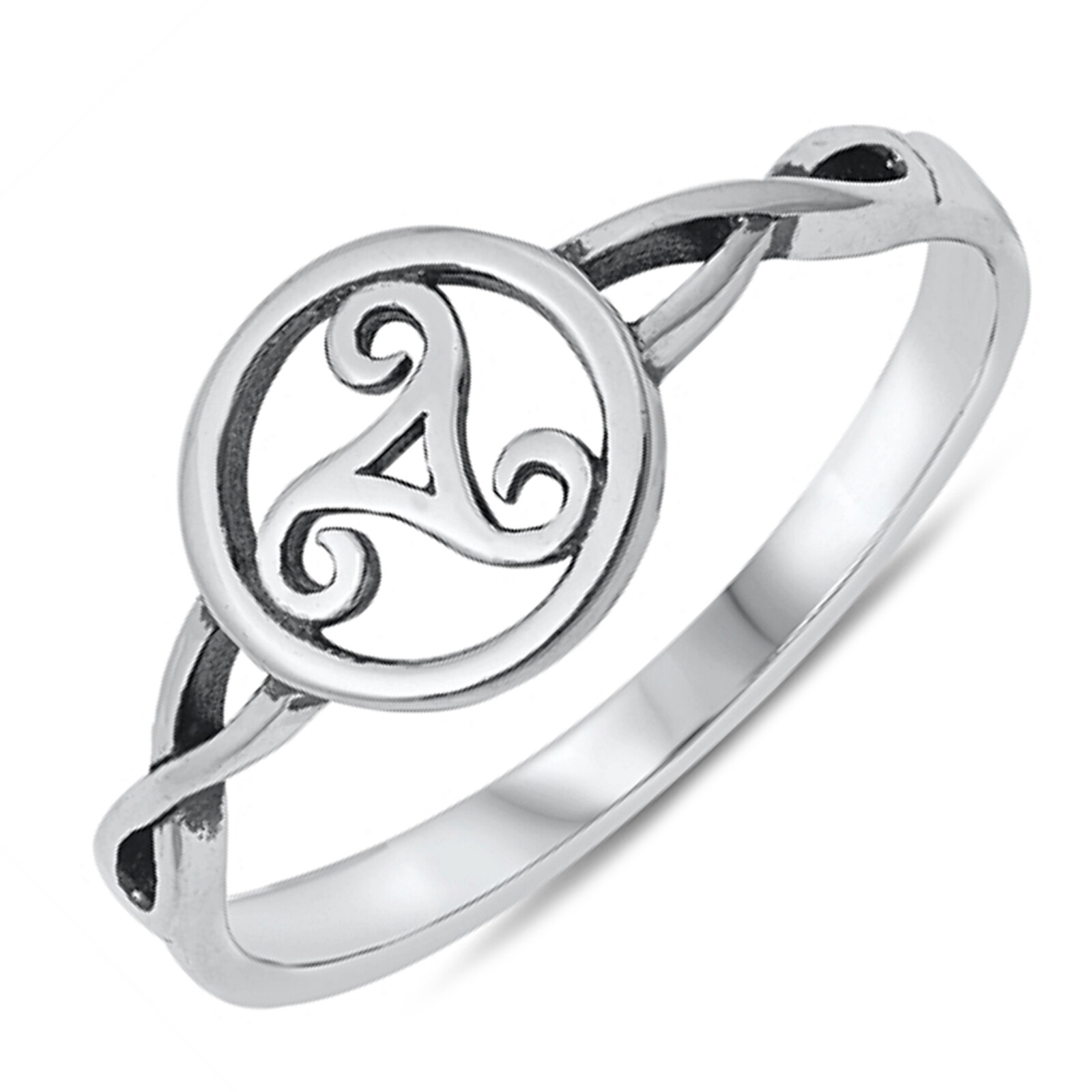 Circle Celtic Triskelion Spiral Knot Side 925 Sterling