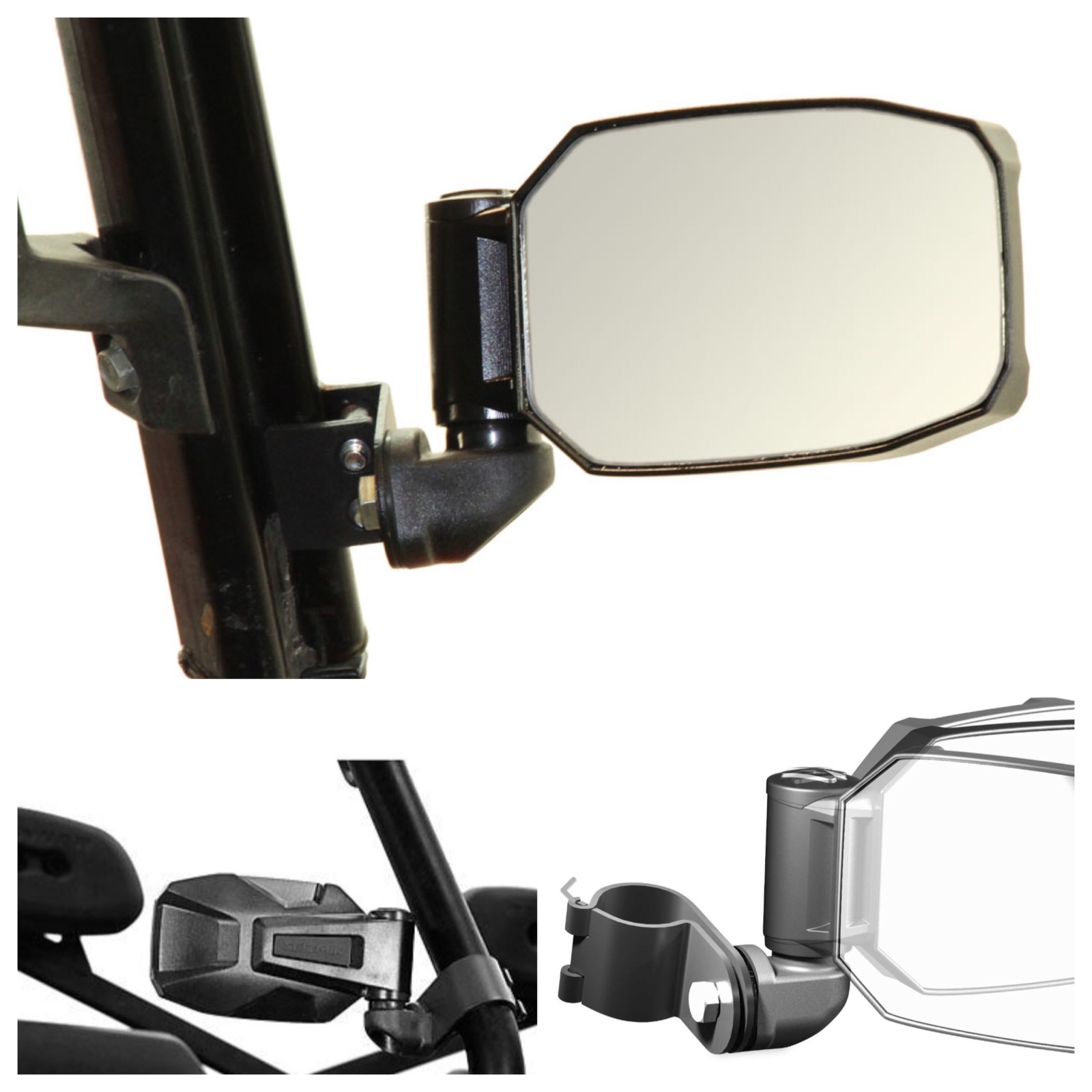 Seizmik Strike UTV SXS Folding Breakaway Side Mirrors Polaris General