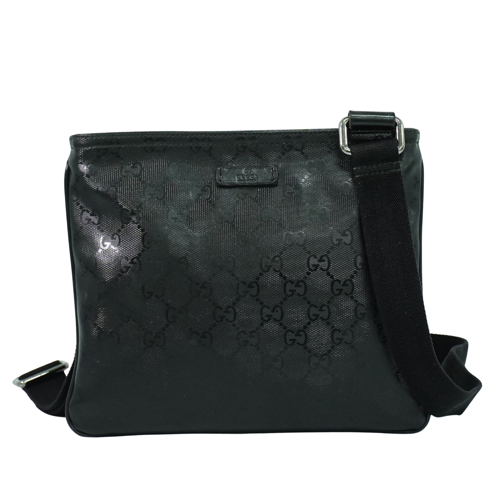 GUCCI GGパターン ショルダーバッグ　201538 GUCCI GG Imprime 201538 Shoulder Crossbody Bag Black Silver