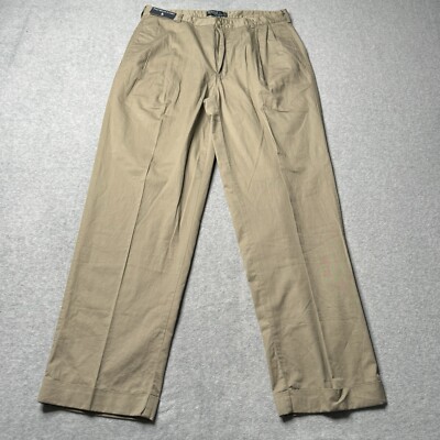 Polo Ralph Lauren Hammond Pants Mens 36x32 Beige Solid Khaki Straight Leg Adult