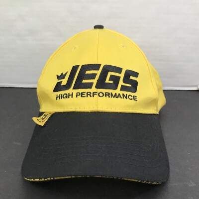 JEGS High Performance Yellow Black Baseball Cap Hat Adjustable Auto Racing