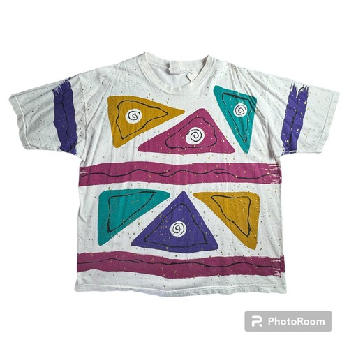Vintage Oversized Geometric 80s 90s T Shirt Puffy Paint Vintage Oversized Geometric 80s 90s T Shirt Puffy Paint