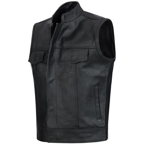 PAULGOS Lederweste Weste Kutte Leder Biker Rocker Motorrad Bikerweste BW4