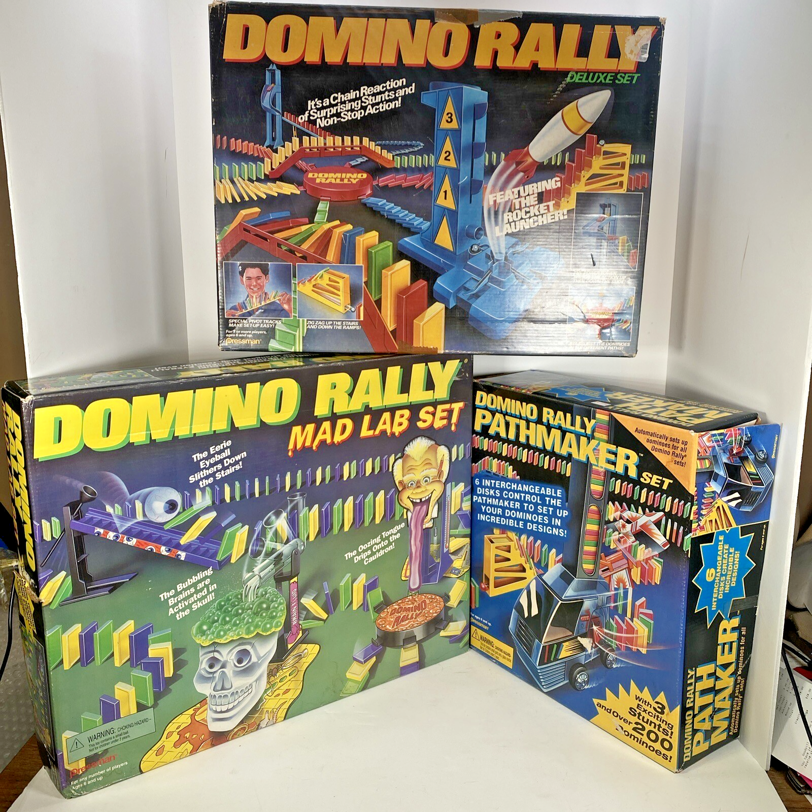 Domino Rally Lot – Mad Lab, Pathmaker, Deluxe Set – Vintage