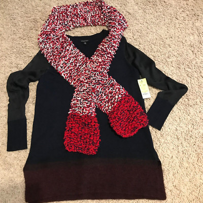 LADIES ILLUSION SWEATER + BONUS SCARF.. SIZE MEDIUM.... NEW !!