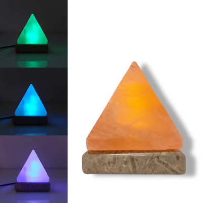 USB Colour Changing Salt Himalayan Lamp Pyramid Shape Pink Rock
