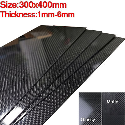 100% Carbon Fiber Plate Panel Sheet 300x400mm Thick 1mm-6mm Twill Weave RC Parts