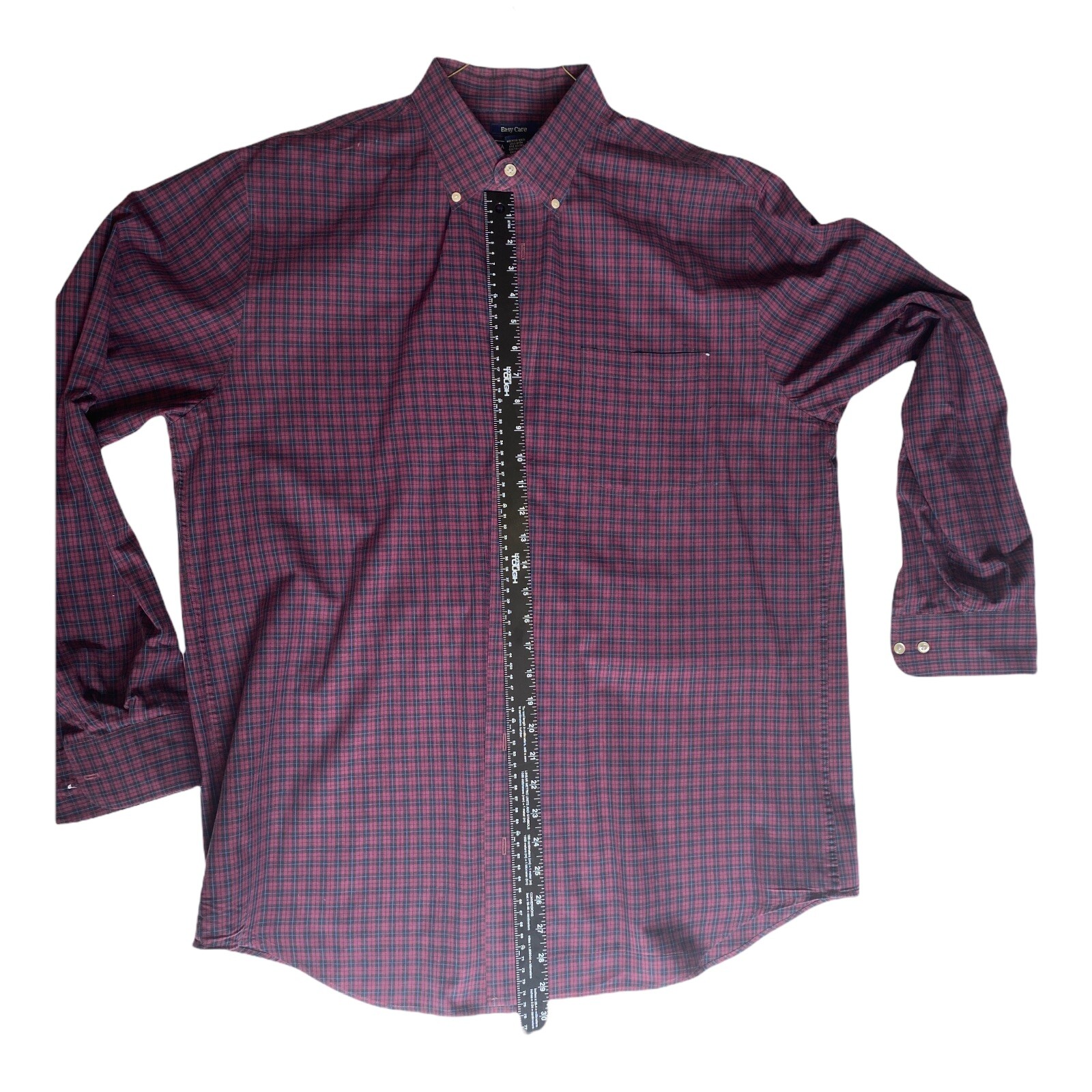 Tall Dress Shirt Burgundy Plaid Size 