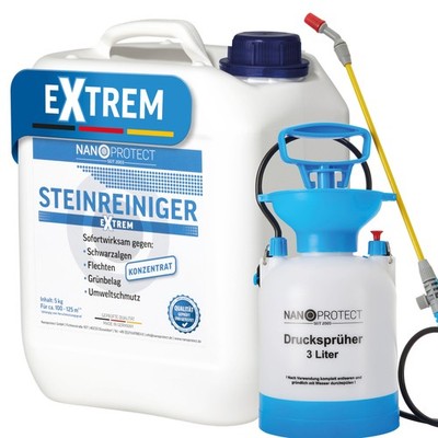 Nanoprotect Steinreiniger Extrem 5 kg + Drucksprüher | Mit Soforteffekt