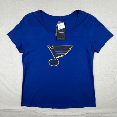 Fanatics St Louis Blues NHL Womens Large Blue V-Neck T-Shirt New With Tags