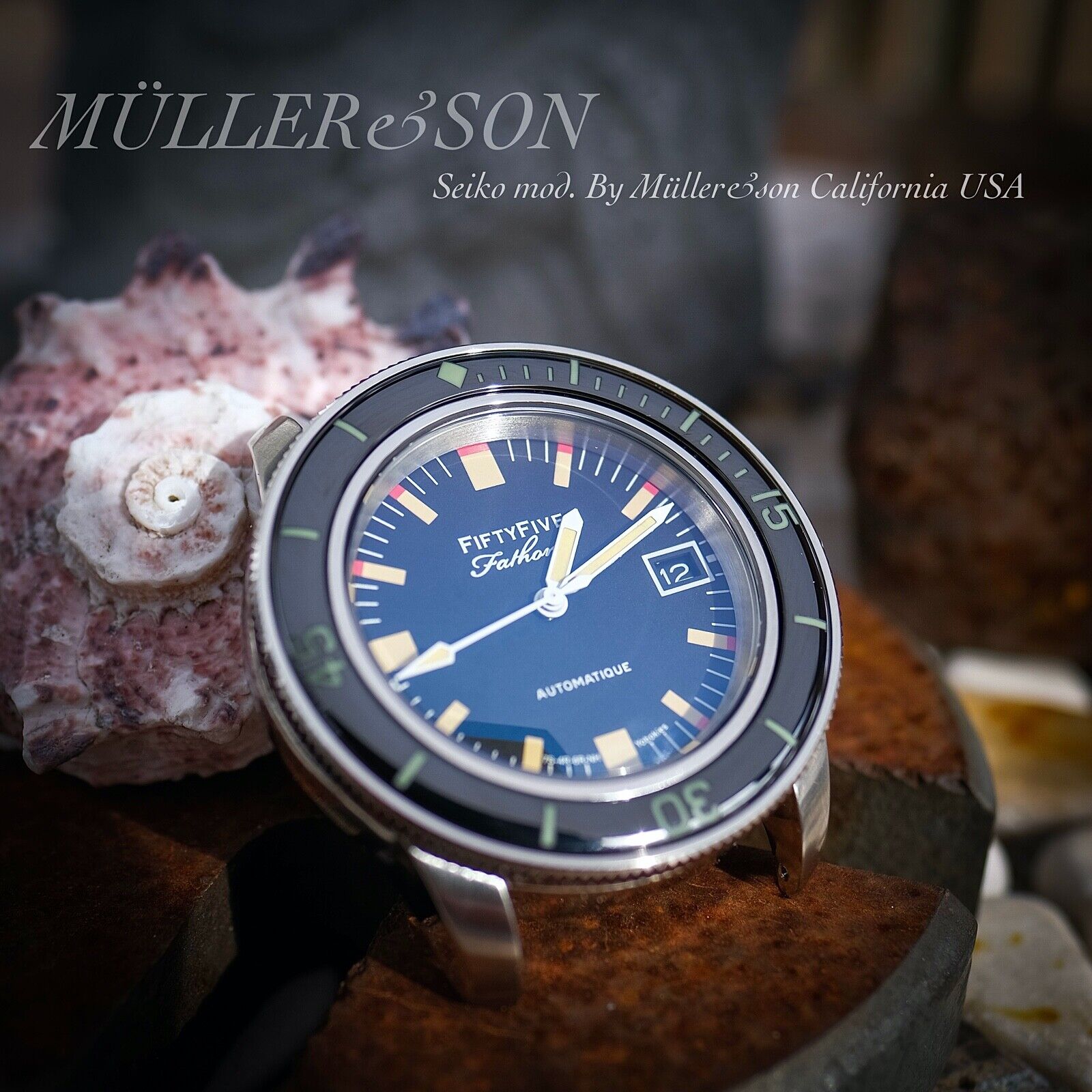 Pre-owned Müller&son Watch "barakuda" Awesomemod Made From Seiko Snzh Fifty Five Fathoms