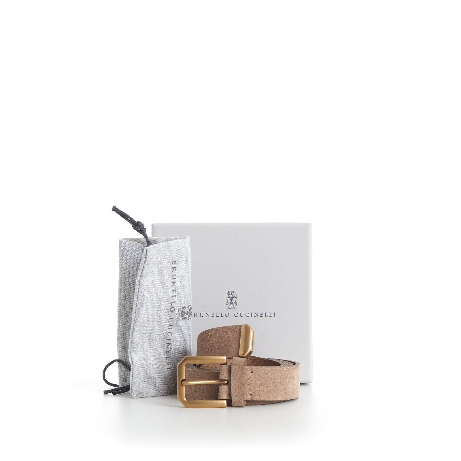 Pre-owned Brunello Cucinelli 695$ Light Brown Dress Belt - Square Buckle & Tip, Leather