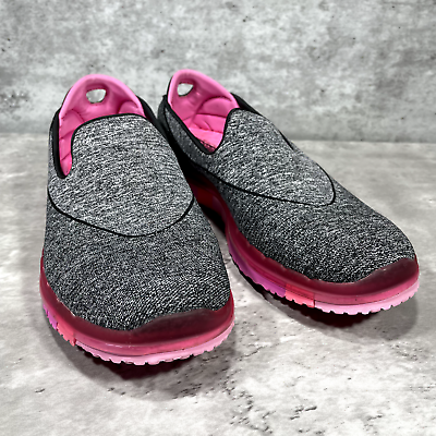 Skechers Slip On Flats Women s Size 9 Goga Mat Quick Fit Go Flex Gray Pink Sole