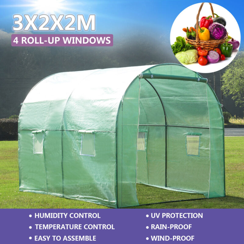 Walk-In Greenhouse Galvanised Frame Polly Tunnel Patio Garden Outdoor Polytunnel