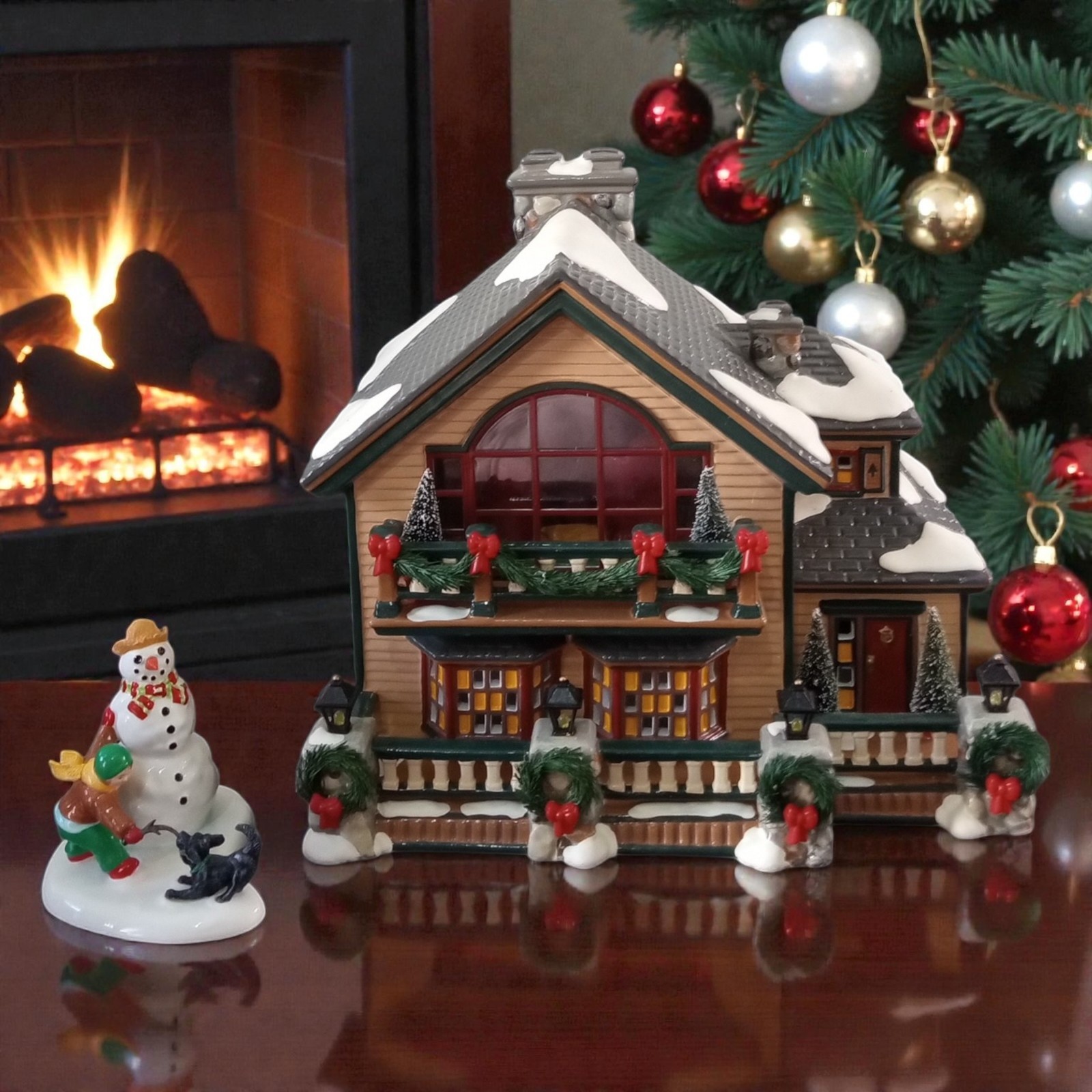 Department 56 The Original Snow Village Christmas Lake Chalet Gift Set #55061
