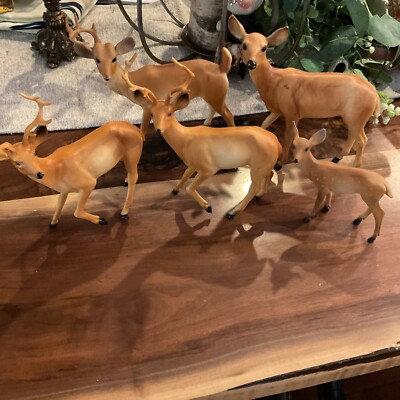 5 Vintage Christmas Reindeer Stag Buck  Plastic Velvet 8 to  6 tall : READ