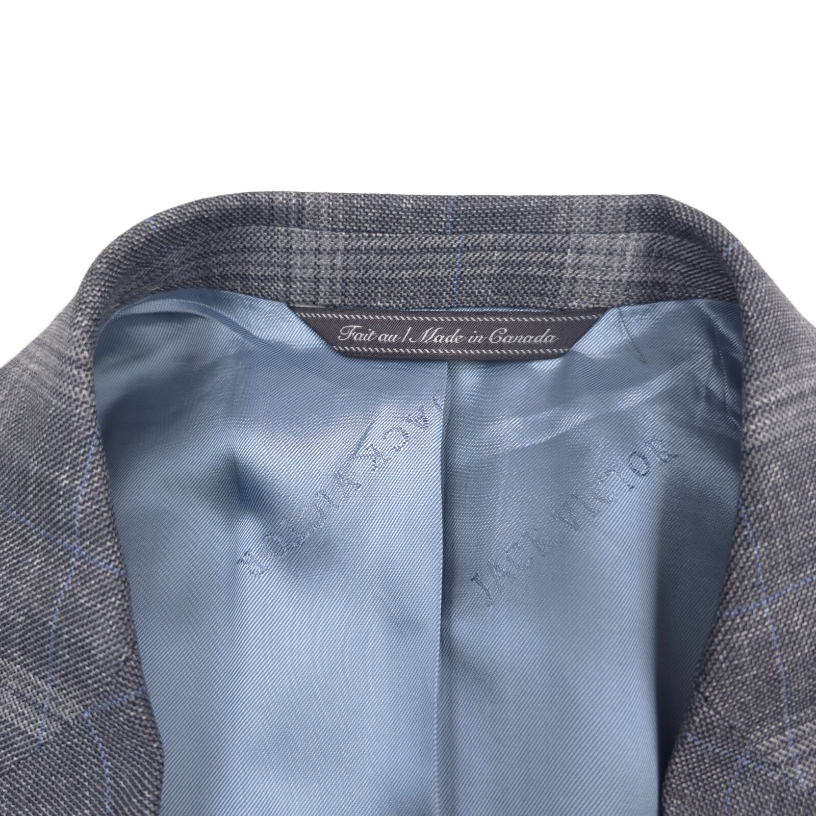 Pre-owned Jack Victor $848  Midland Gray & Blue Plaid Wool Sport Coat Blazer Mens Size 42l