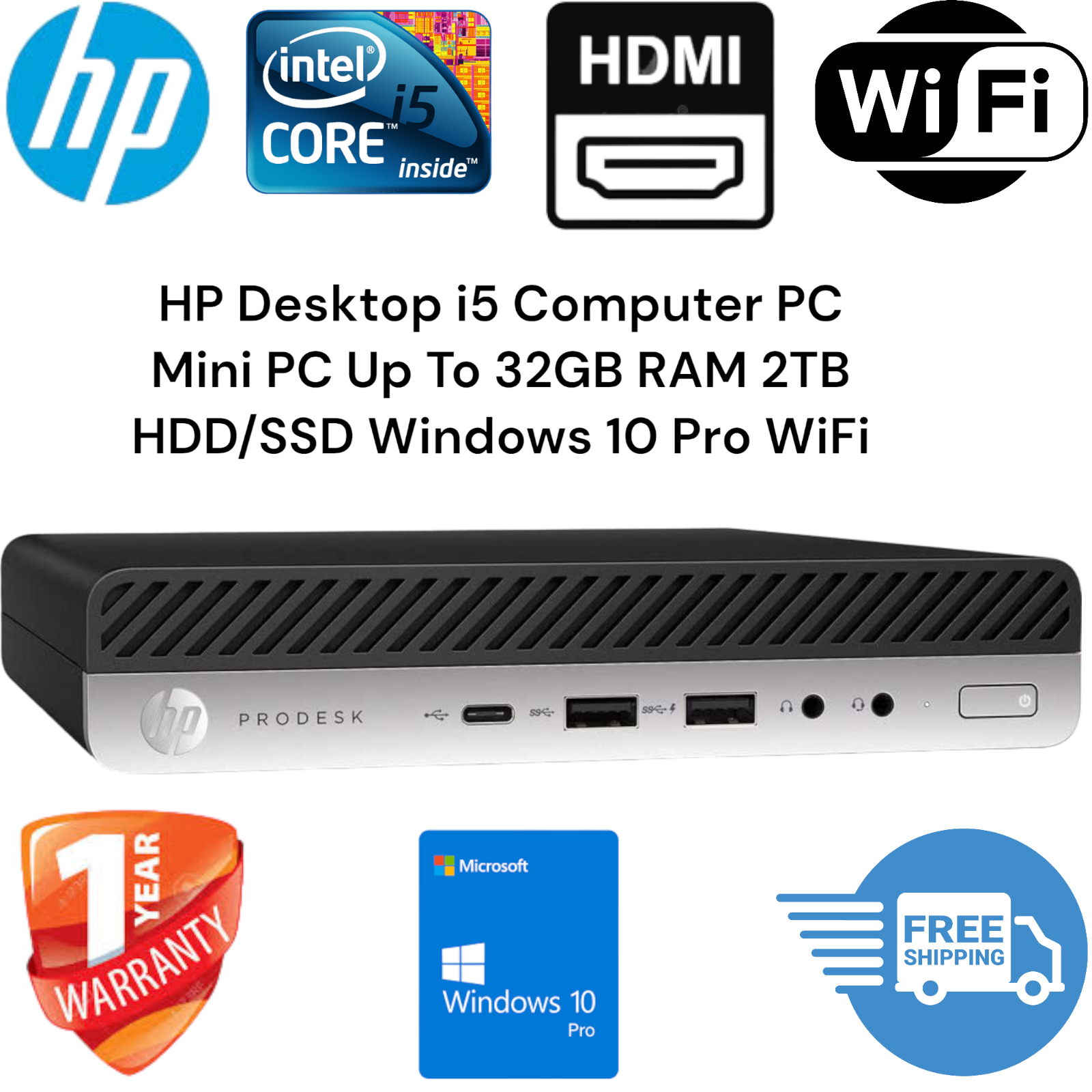 Mini Pc Up To 32gb Ram 2tb Hdd/ssd Windows 10 Pro Wifi