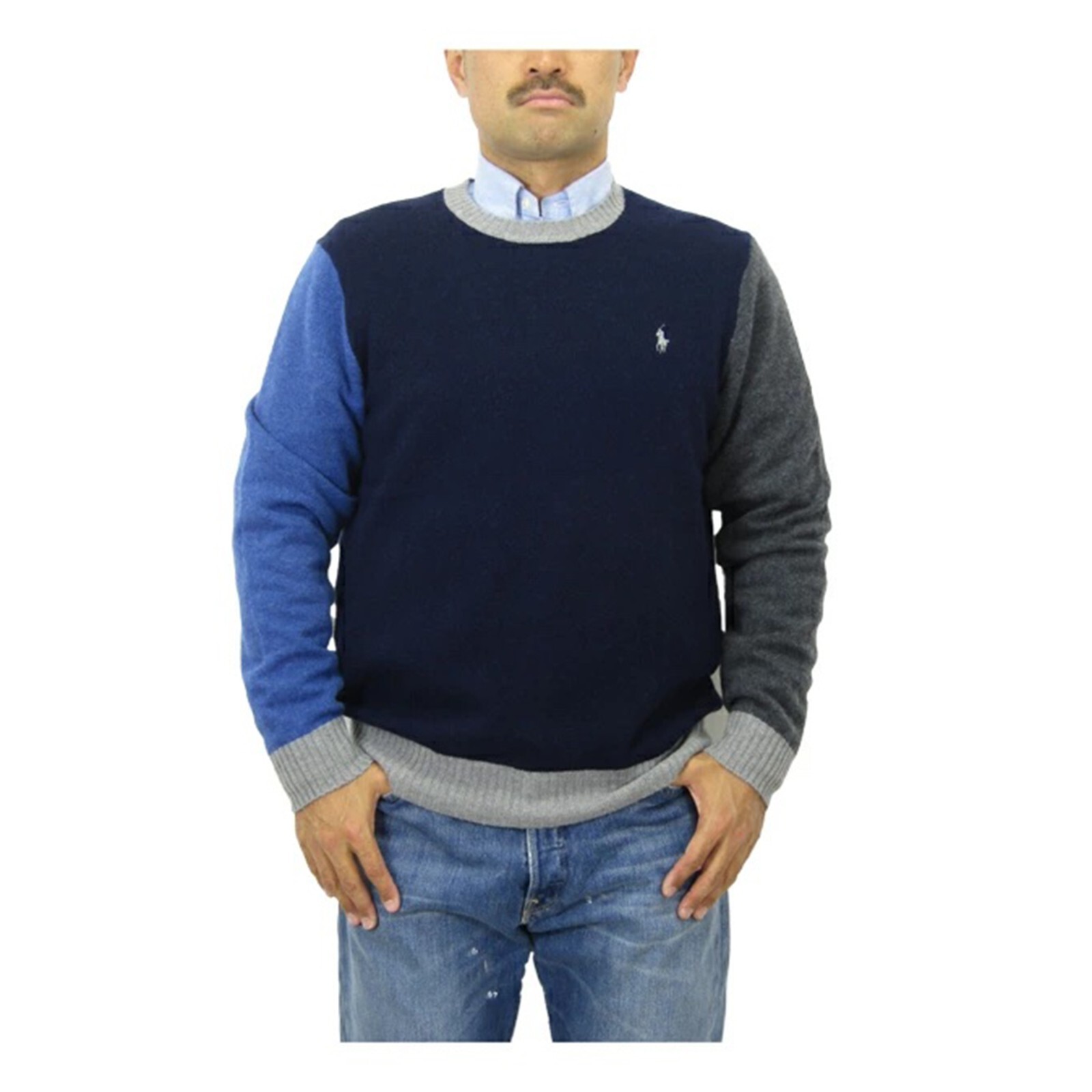 

Polo Ralph Lauren Однотонный шерстяной пуловер со вставками и свитер с круглым вырезом, Multicolor