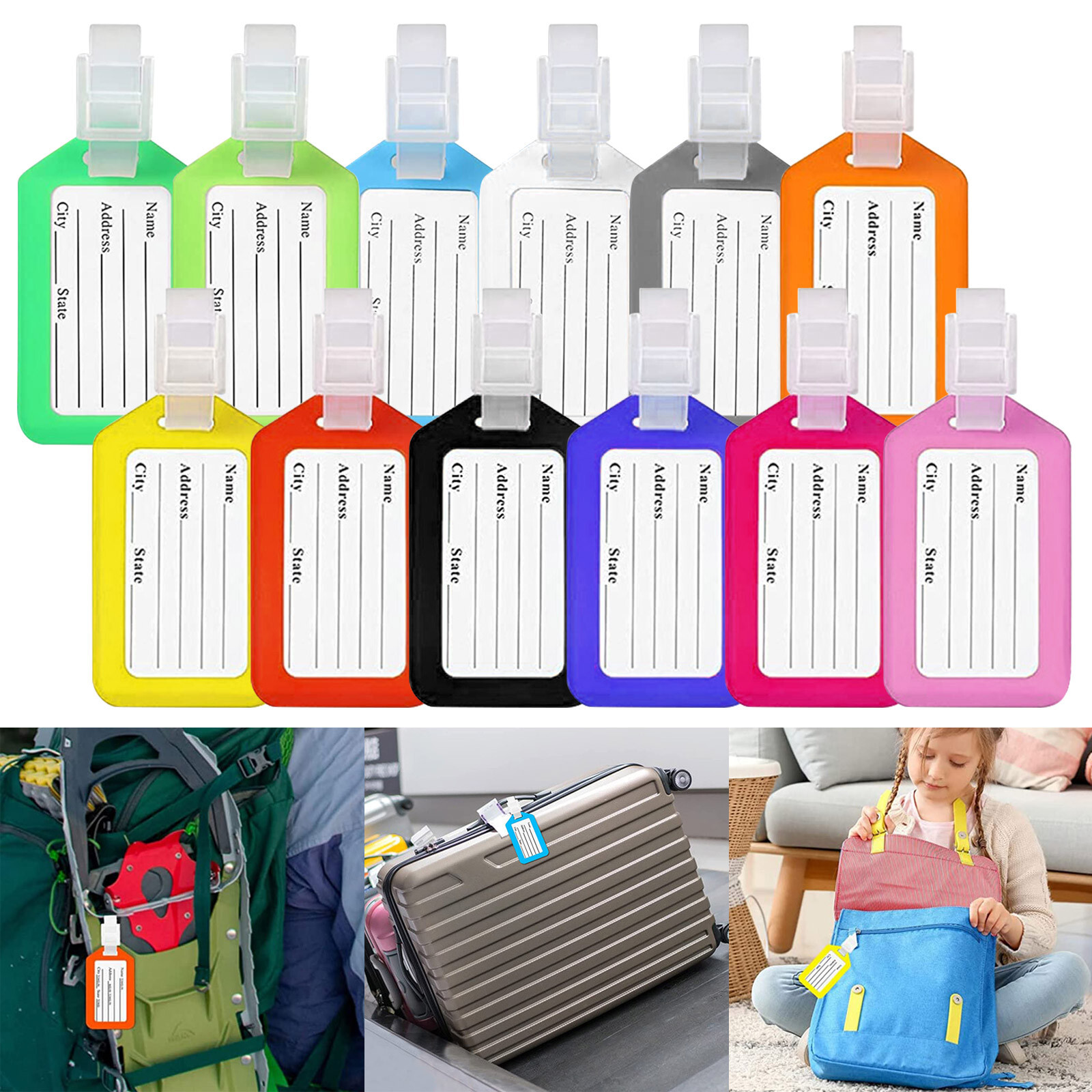 Tags 3.4x1.9 Inches Plastic Luggage Identifiers Tags With La