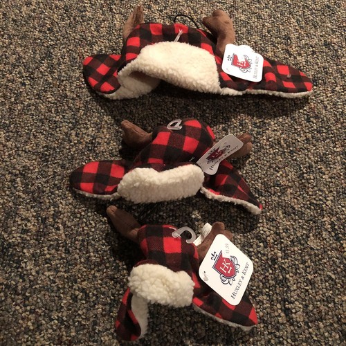 NEW Red Buffalo Check Plaid Holiday Dog Hat with Antlers by Huxley & Kent Large