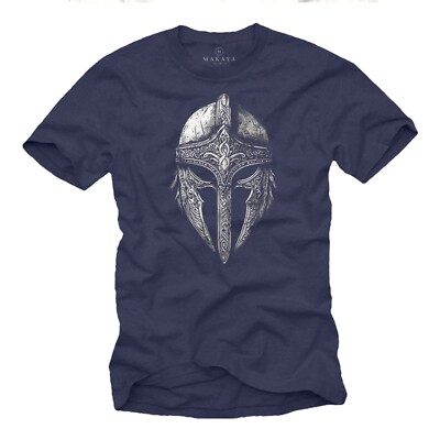 Herren T-Shirt mit Viking Helm Sparta Krieger Vintage Gamer Motiv Jungs Männer