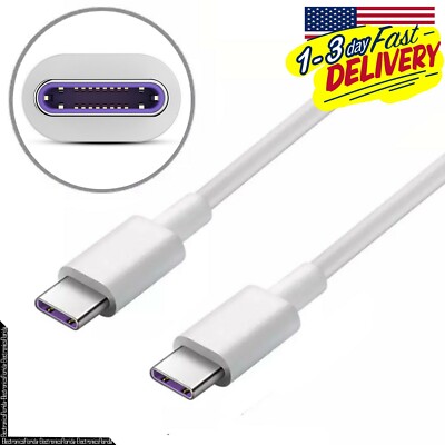 FAST CHARGING (Type-C to Type-C) Data Sync and Charging Cable Cord White/Black