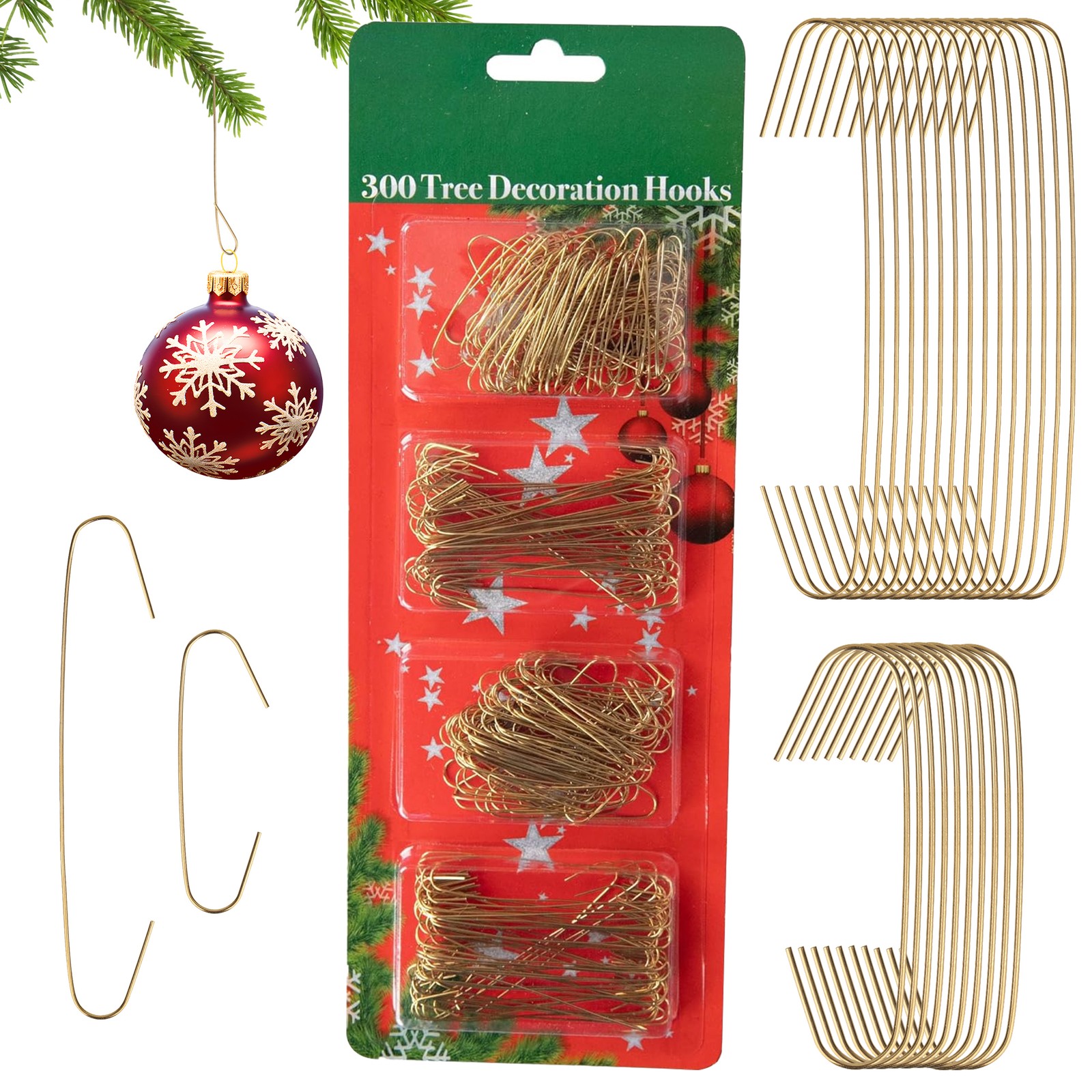 Packung 300 Ornament Haken Spielerei Girlanden Gold Aufhänger für Weihnachtsbaum