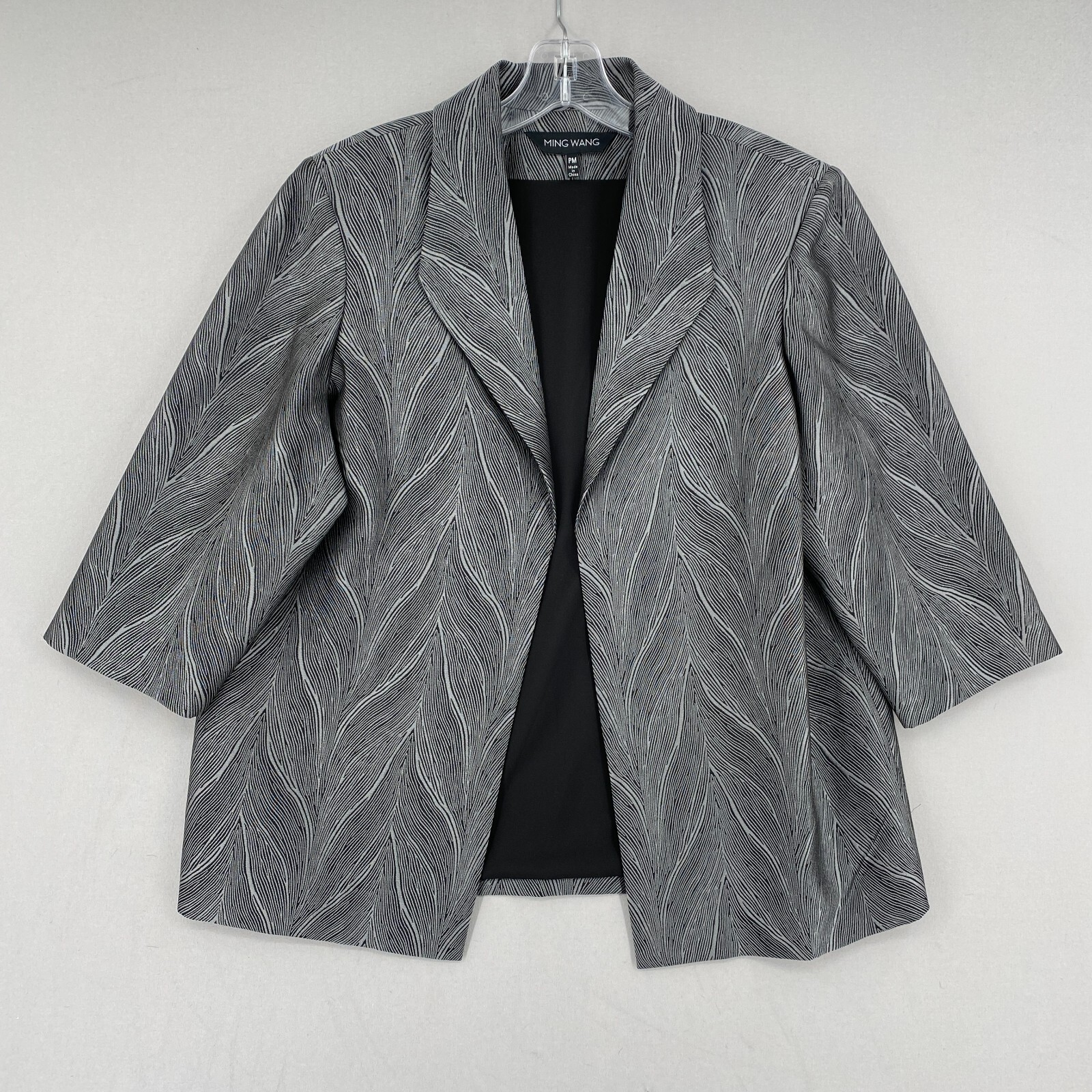 ボトムスその他 Uma Wang Floral Patterned Cotton Blazer With Peak Lapel Ming Wang Open Front Blazer Jacket Petite Medium PM Black