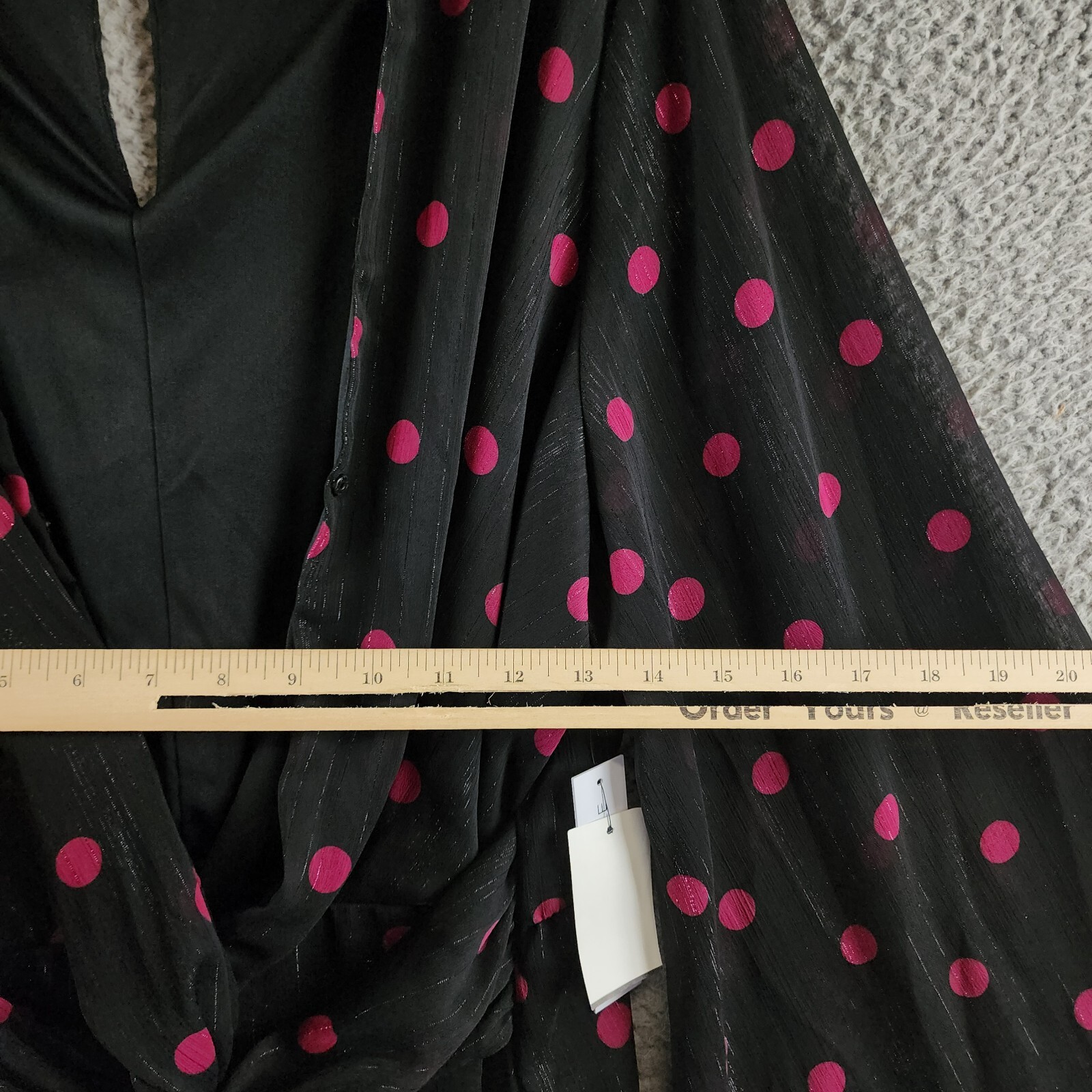 Emma & Michelle Faux Wrap Dress Women's L Black/Red Dot Snap Front Button Back - Picture 7 of 13