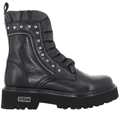 Pre-owned Cult A24us Women's Combat Boots Clw434700 Slash 4347 Mid W Leather In Black